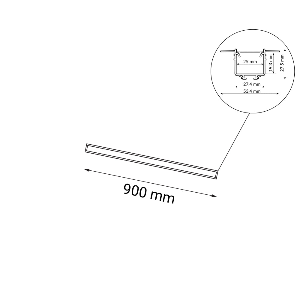 Faretto incasso lineare nero 90cm LED 9W 3000K Shilo