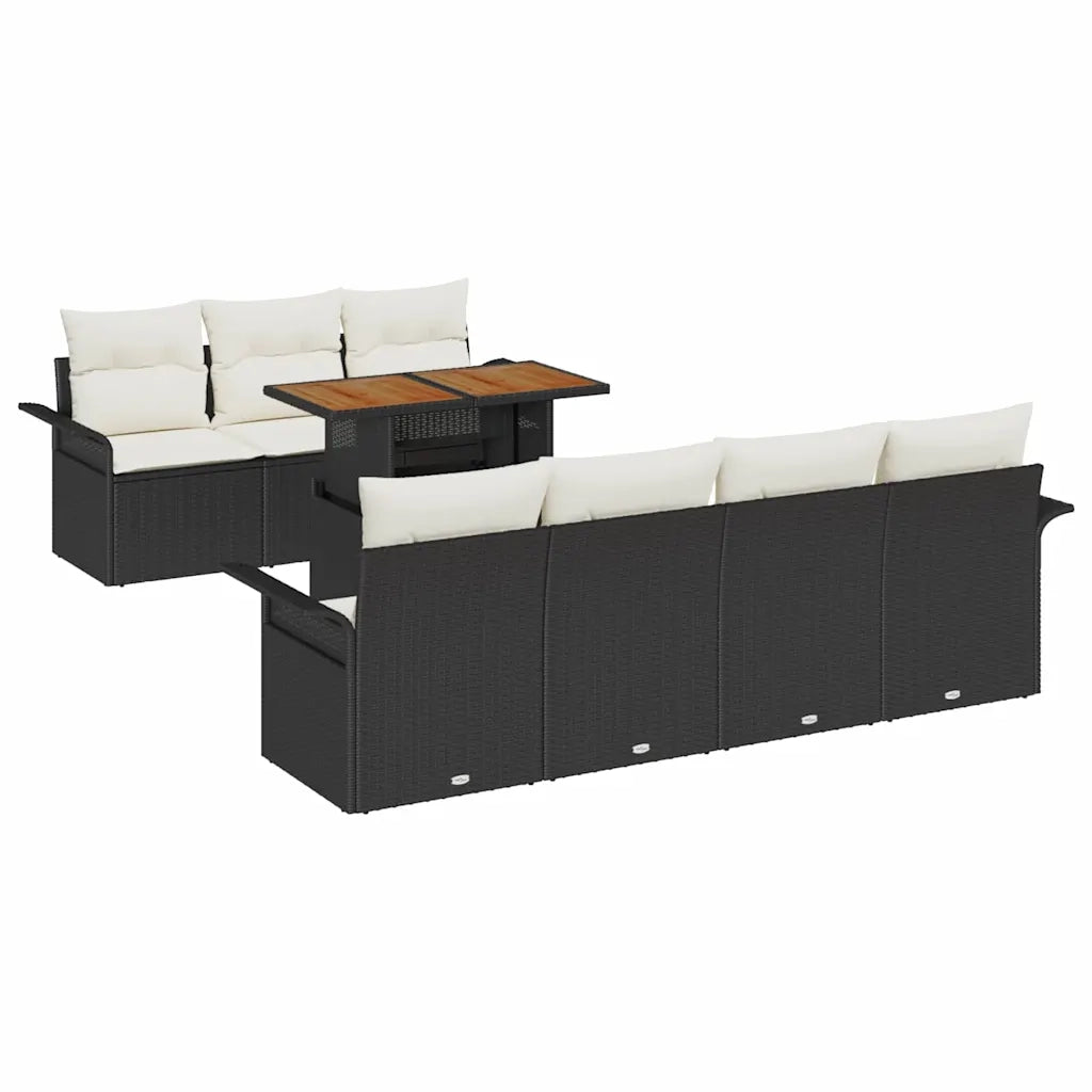 Set Divano da Giardino con cuscino 8 pcs Nero e crema 3349291