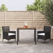 Set da Pranzo da Giardino 3 pz con Cuscini Nero in Polyrattan 3187388