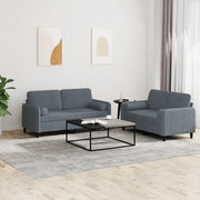 Set di Divani 2 pz con Cuscini Grigio Scuro in Velluto 3201995