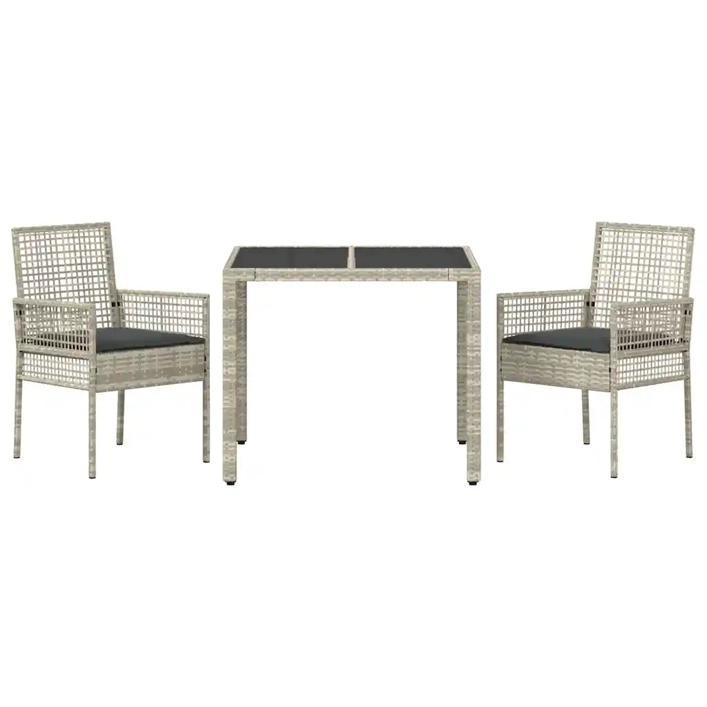 Set da Pranzo per Giardino 3 pcs Grigio chiaro polyrattan 3334895