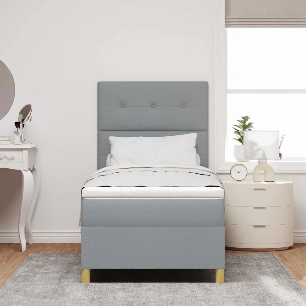 Letto a Sorgente LED Grigio chiaro 90 x 200 cm Tessuto