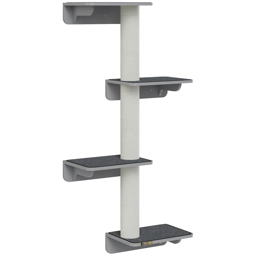 Albero tiragraffi da parete per gatti 66x28x137 cm in MDF grigio chiaro