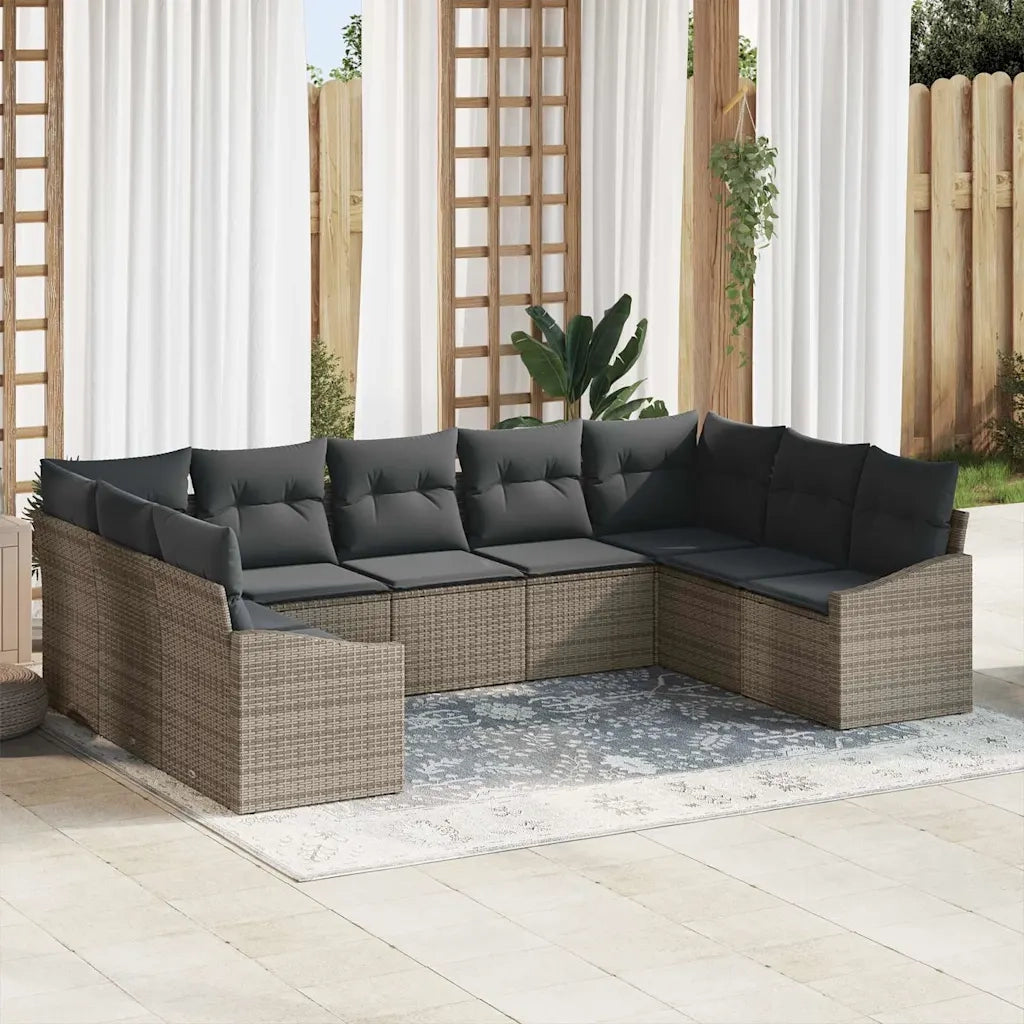 Set di divani con cuscino 9 pcs Grigio polyrattan 3346879
