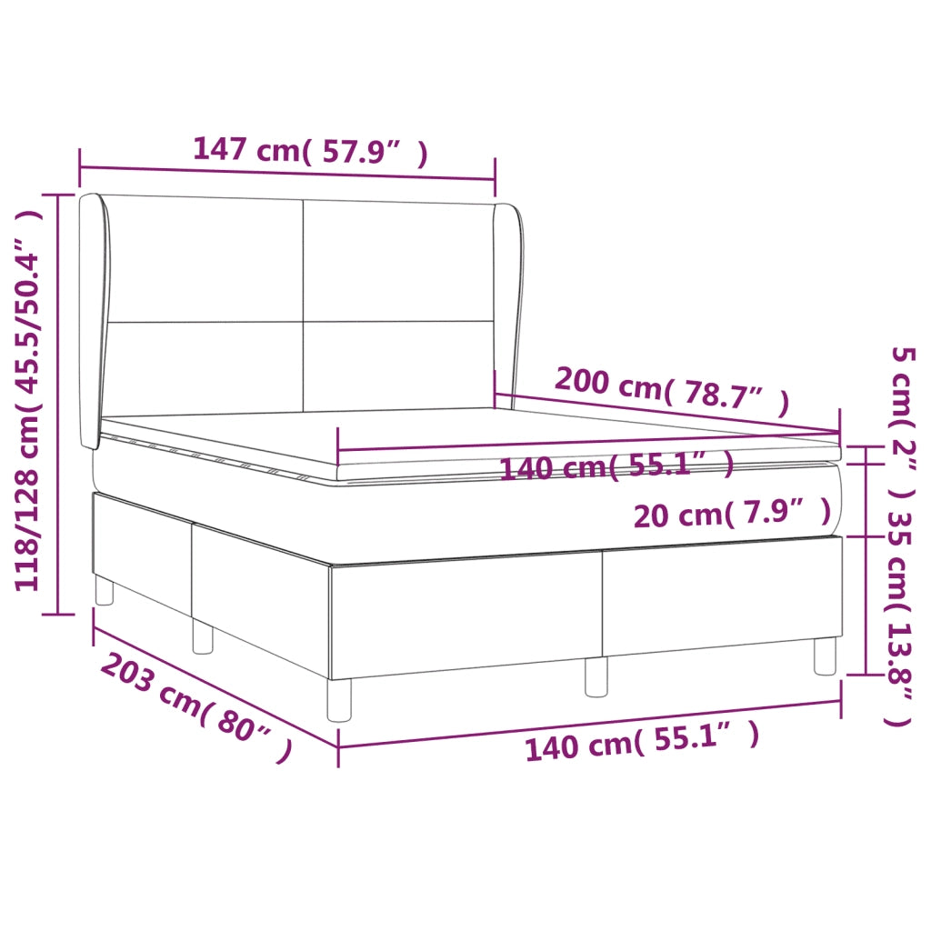 Giroletto a Molle con Materasso Marrone Scuro 140x200cm Tessuto 3128368