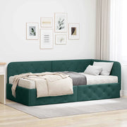 Cornice del letto ad angolo Verde Scuro 100 x 200 cm Tessuto
