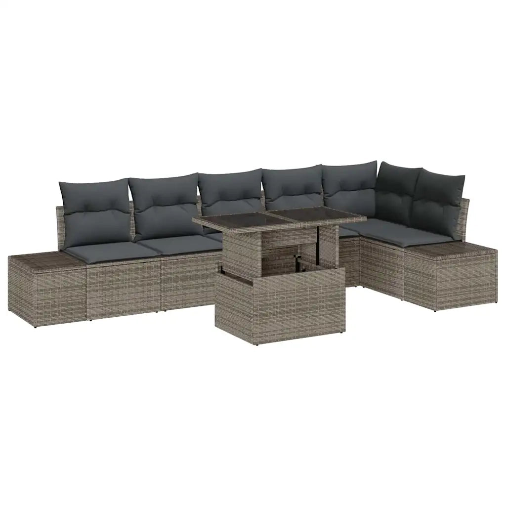 Set Divano da Giardino con cuscino 7 pcs Grigio polyrattan 3357932