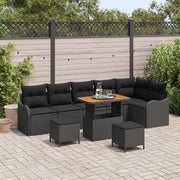 Set Divano da Giardino con cuscino 9 pcs Nero polyrattan 3362284