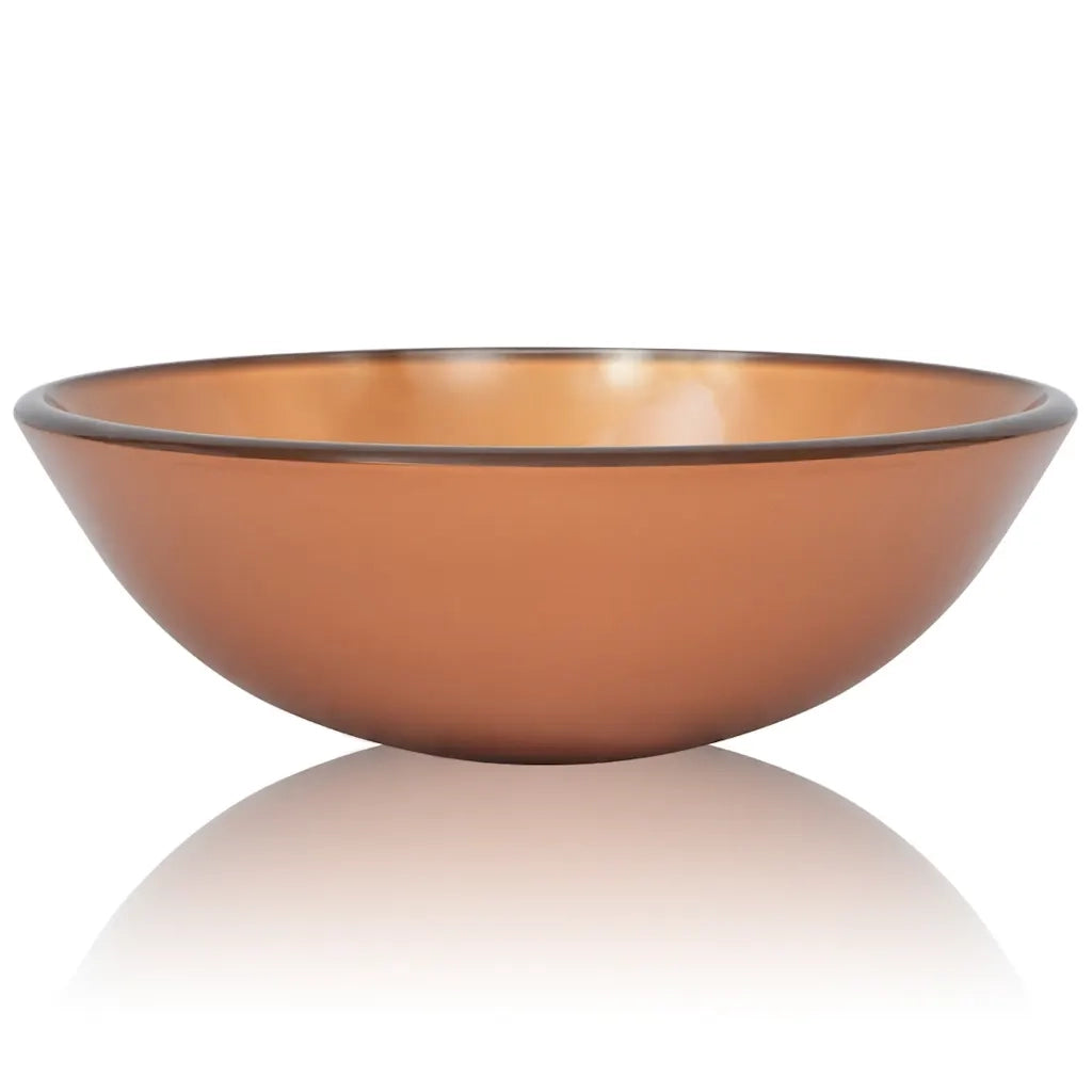 Lavandino in Vetro-Lavabo-Lavello Temperato 42 cm Marrone
