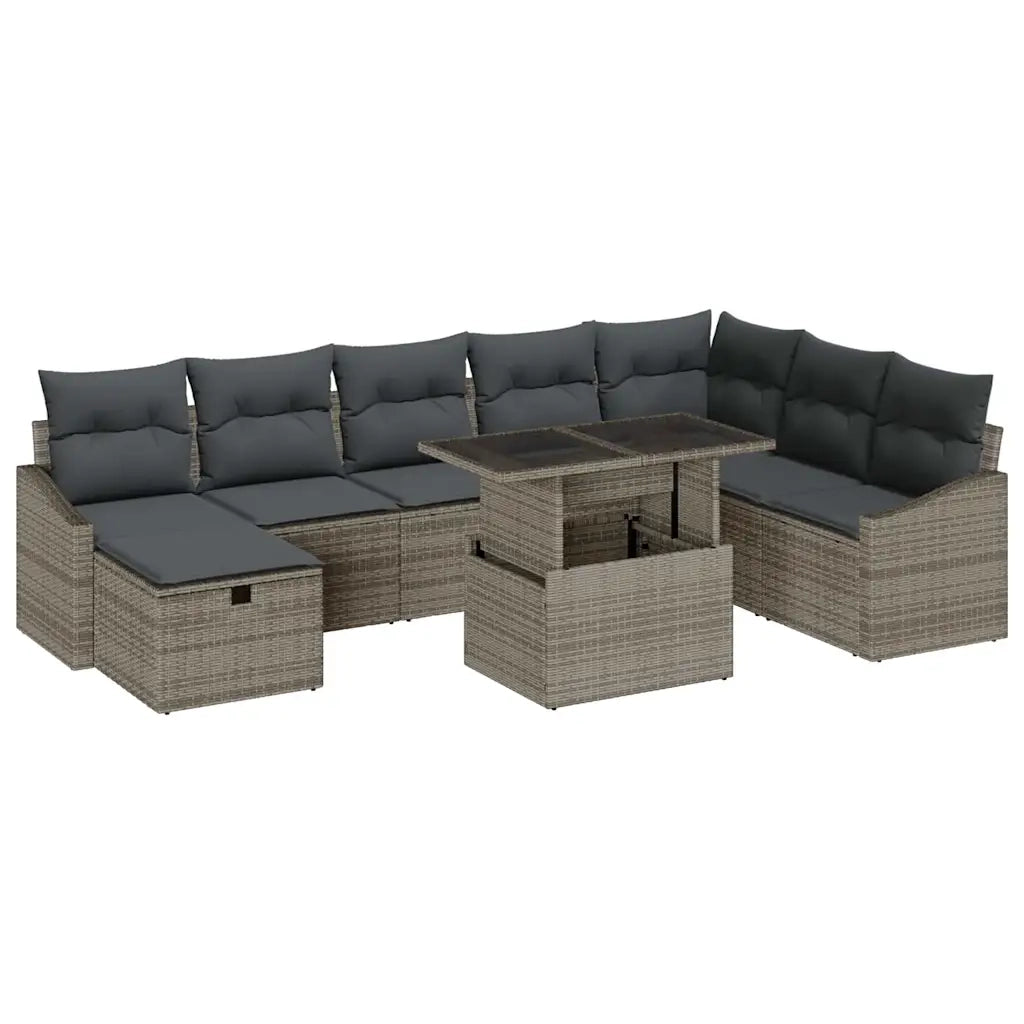 Set Divano da Giardino 9 pcs Grigio polyrattan 3361188