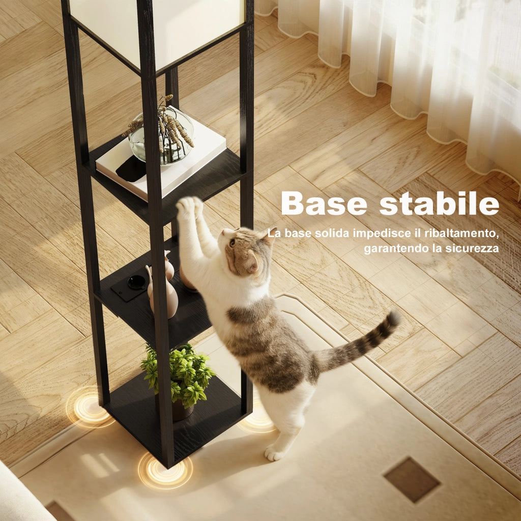 Lampada da Terra con Ripiani ¨C Minimal ¨C Nero