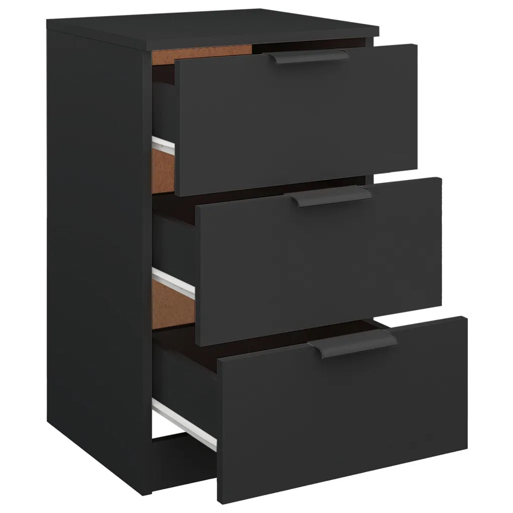 Set di 2 Comodini | Armadio da Notte | Mobiletto da notte Neri 40x36x65 cm
