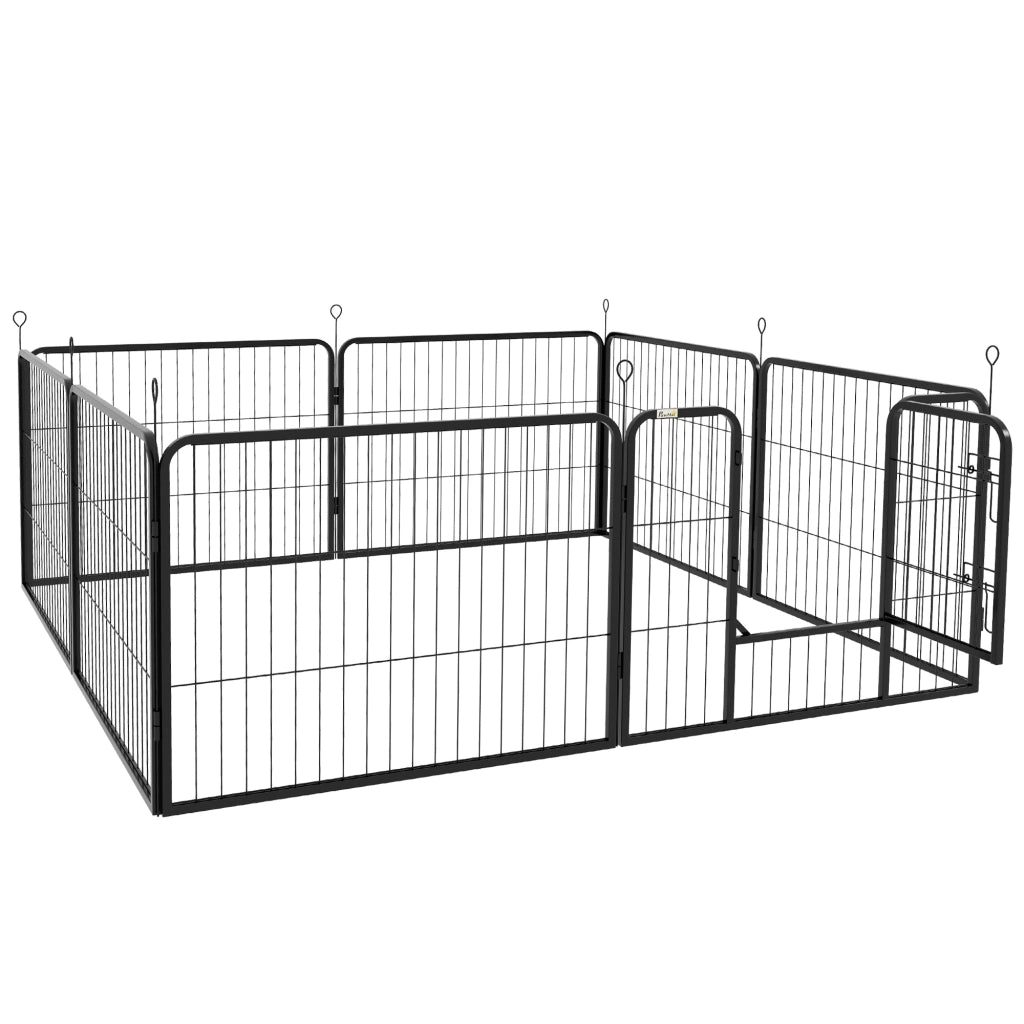 Recinto per Cani 8 Pezzi ¨C Minimal ¨C Acciaio Nero 80x60 cm