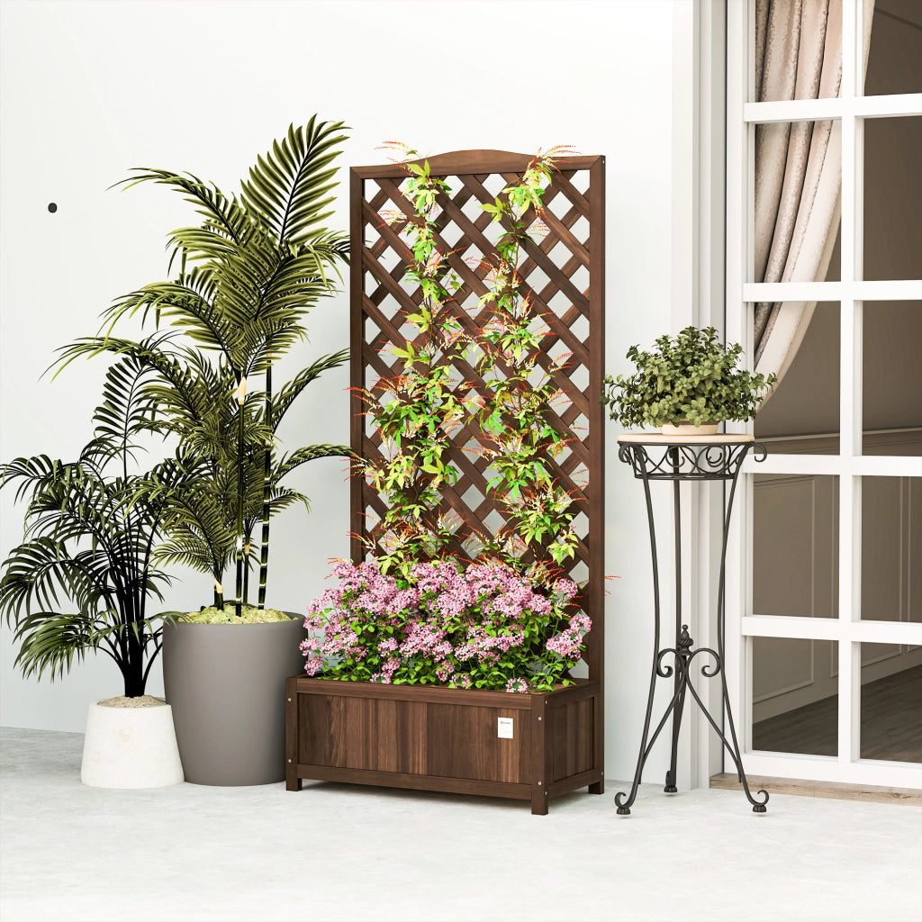 Fioriera con Griglia ¨C Minimal ¨C Marrone 76x36x170 cm