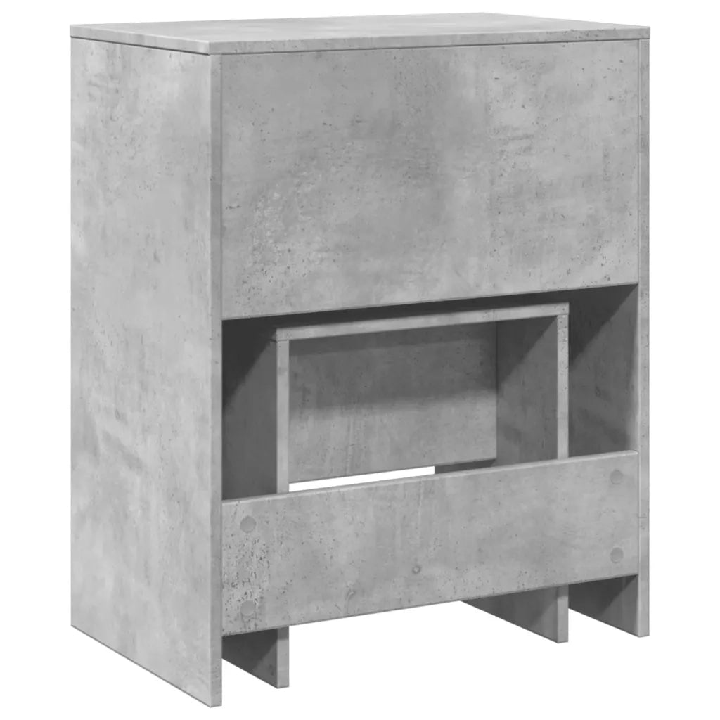 Toeletta | Tavolo da Trucco e Sgabello Grigio Cemento 60x40x113,5 cm