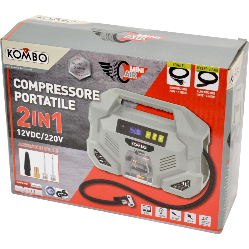 COMPRESSORE 2IN1 12V/220V PORTATILE