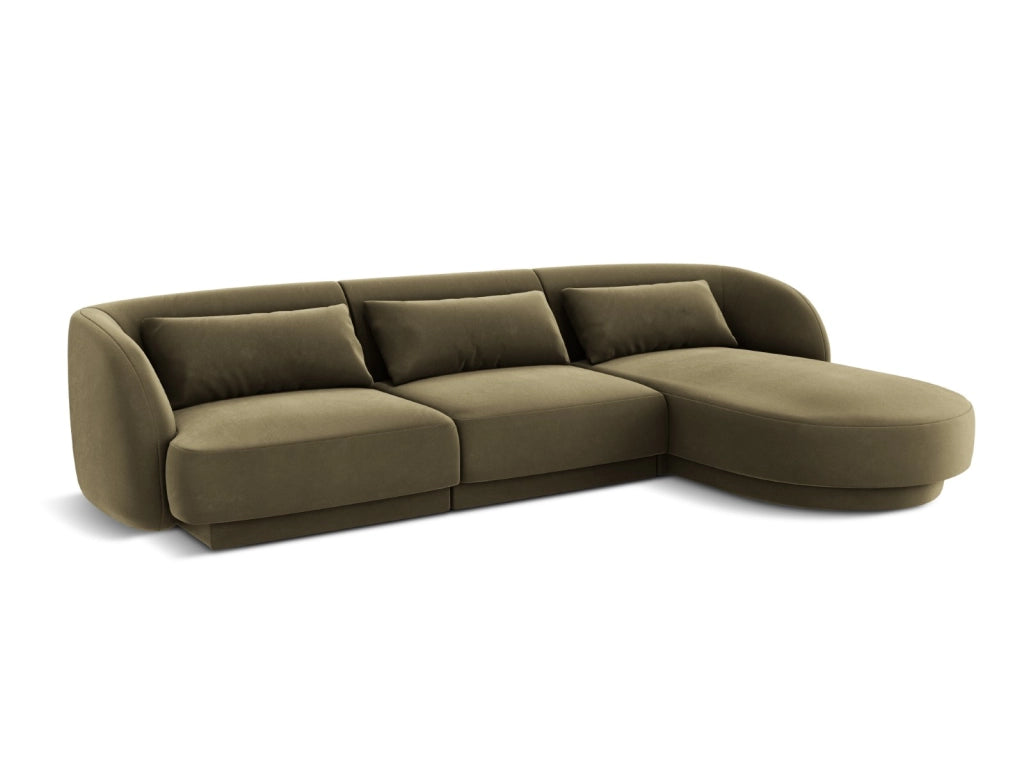 Cosmopolitan Design - Divano angolare destro "Tulum" 4 posti in velluto verde 