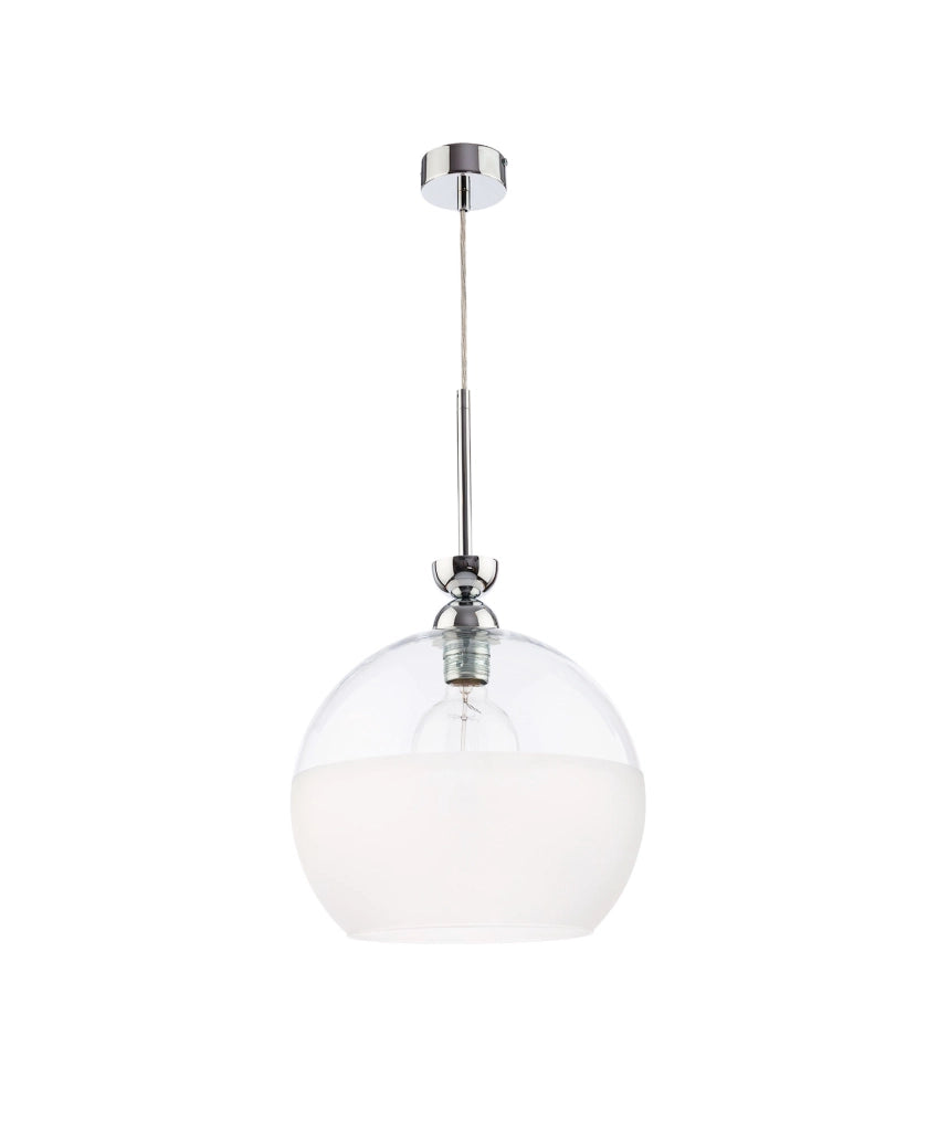 Lampada a sospensione industriale cromata sfera E27 VIX