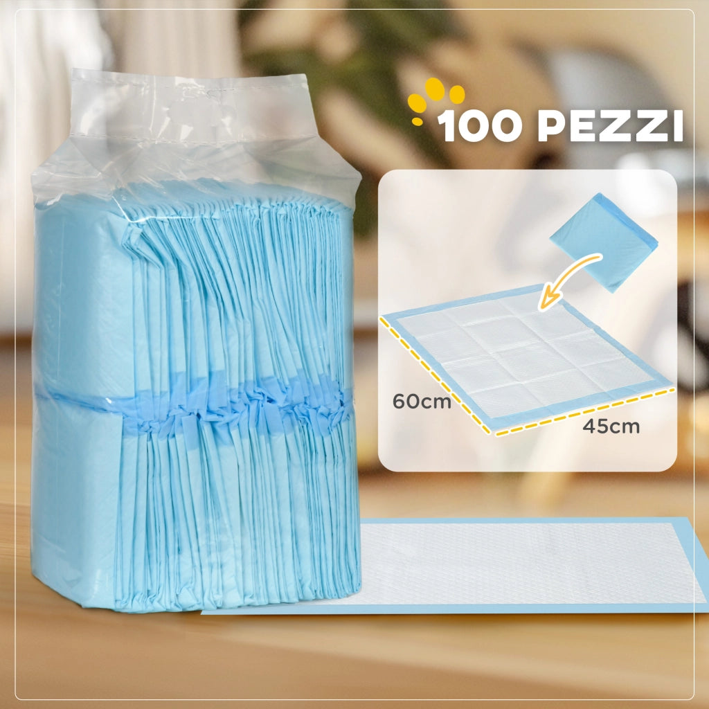 Tappetini Igienici per Cani ¨C zephmum ¨C 45x60 cm, Blu e Bianco, 100 Pezzi