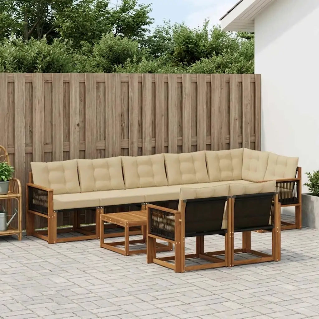 Set di divani da esterno con cuscino 9 pcs Naturale e Beige 3382049
