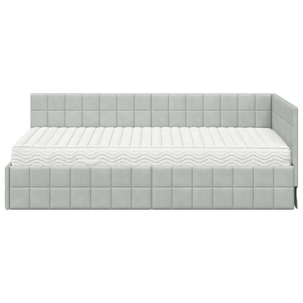 Struttura Letto Angolare con Materasso 2 pcs Grigio chiaro
