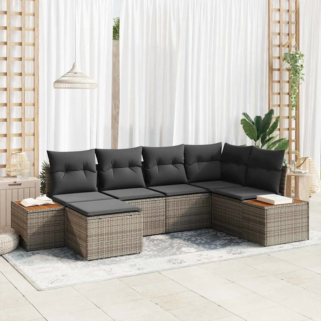 Set Divano da Giardino con cuscino 7 pcs Grigio Polyrattan