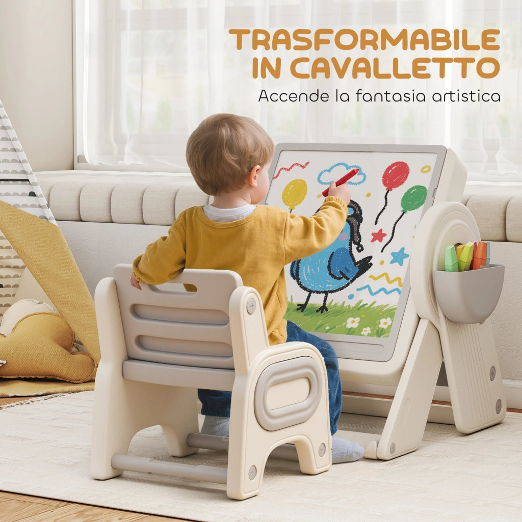 Tavolo per Bambini con Cassetti ¨C Minimal ¨C Grigio e Bianco