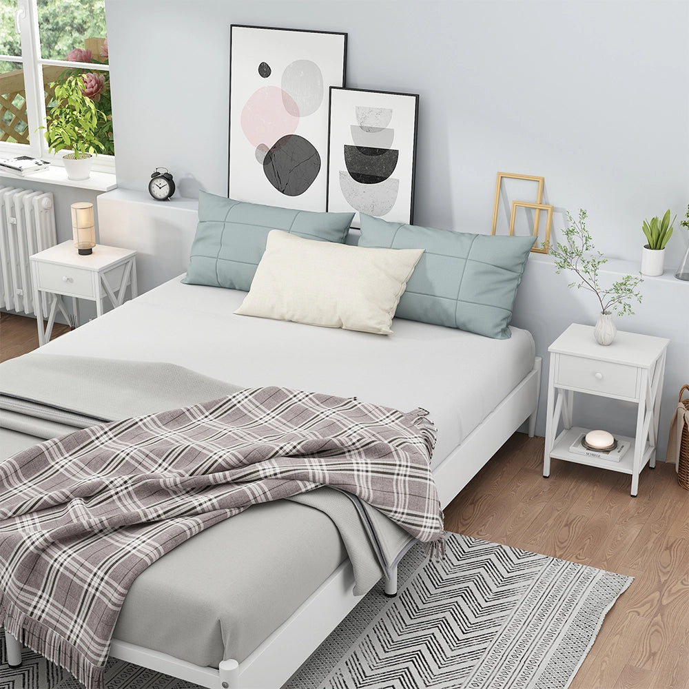 Vicco Comodino camera da letto Bianco 40 x 55 cm Set di 2