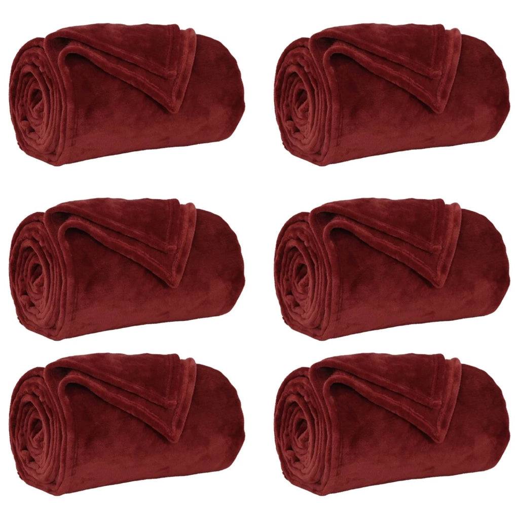 Coperte da Pile 6 pz Rosso Bordeaux 150 x 200 cm Panno