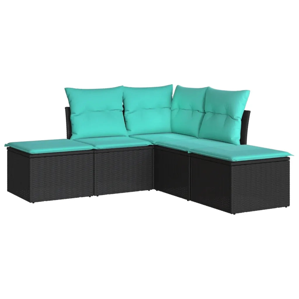Set Divani da Giardino 5 pz con Cuscini in Polyrattan Nero 3249555