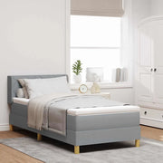 Letto a molle con testiera Grigio chiaro 200 x 90 cm Poliestere