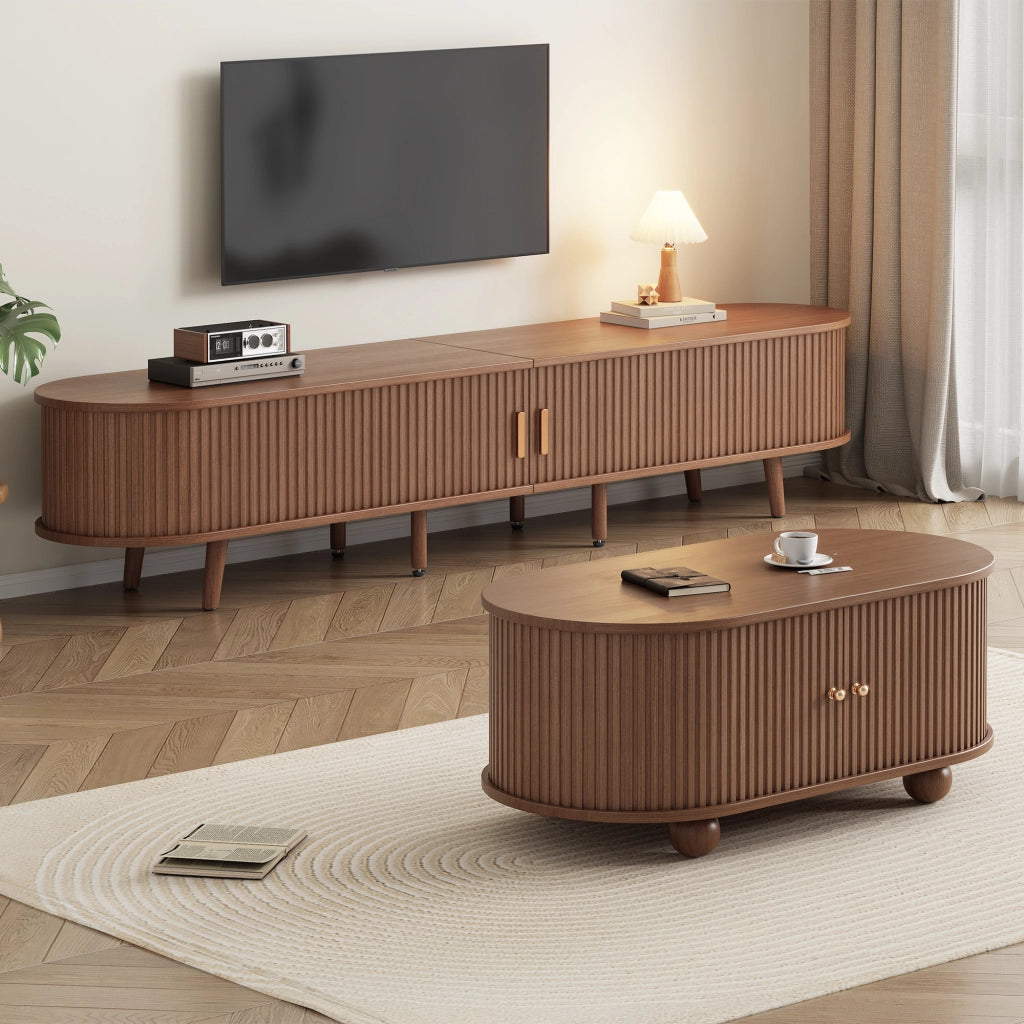 MOBILE TV Set da 2 pezzi 170x40x42 cm Noce MDF