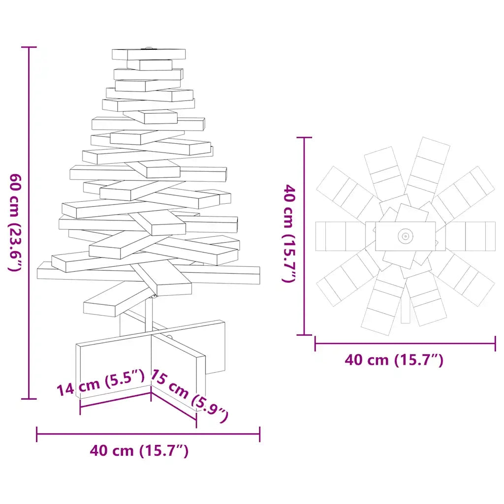 Albero di Natale-Albero Natalizio-Decorazioni natalizie Marrone Cera 60 cm in Legno Massello di Pino 504171