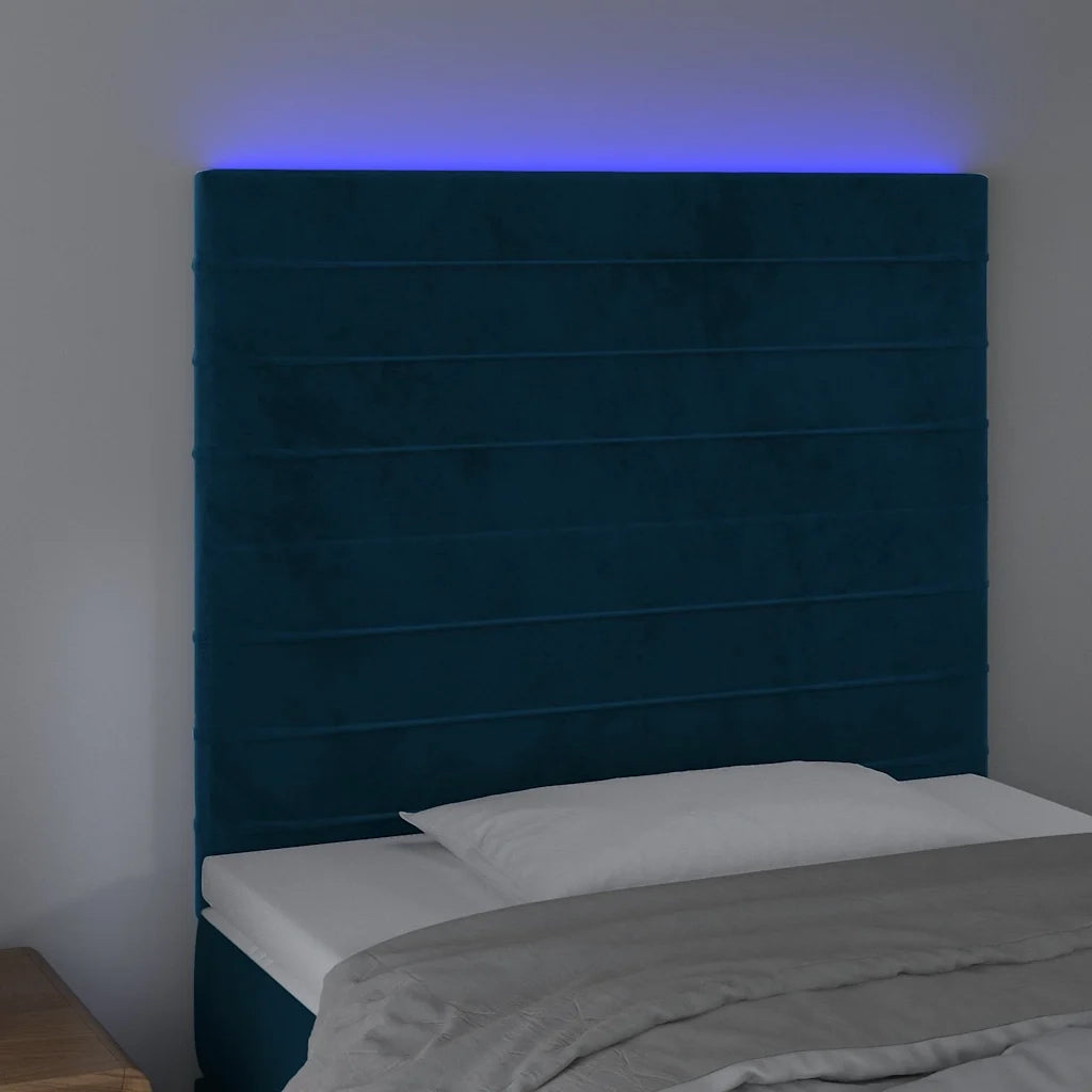 Testiera a LED-Testata con LED Blu scuro 80x5x118/128 cm in Velluto 118024