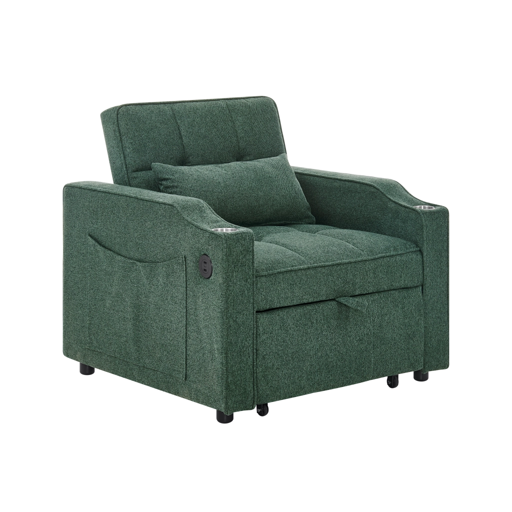 Divano Letto 3 in 1 con USB ¨C Xylo ¨C Verde, Trasformabile