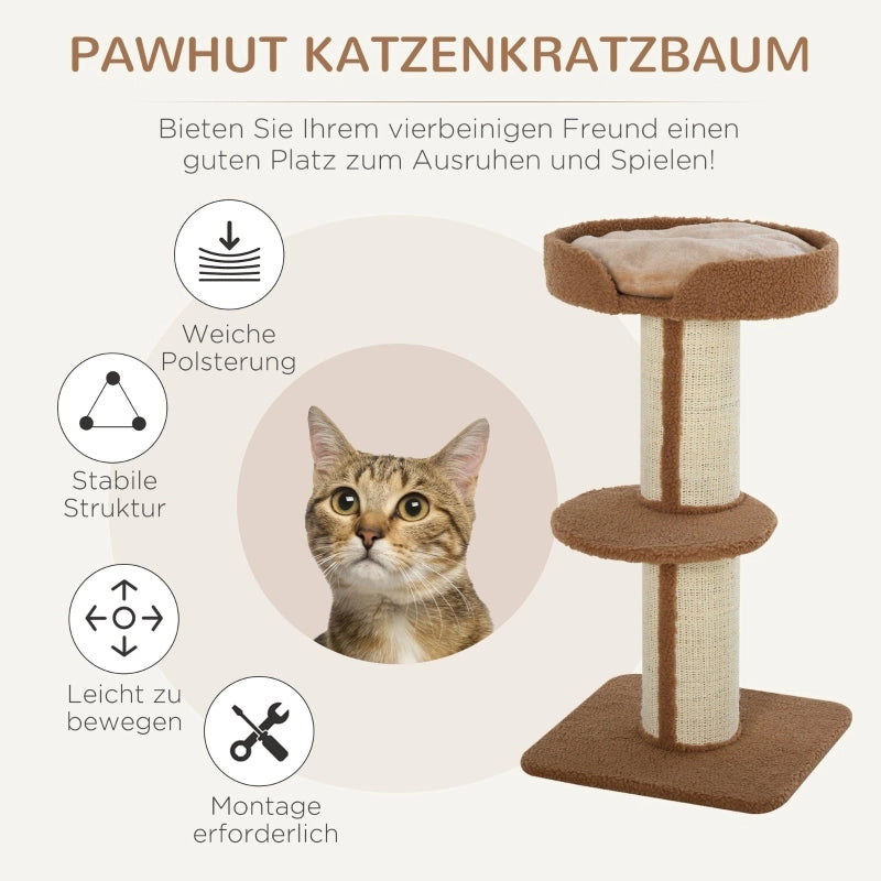 TIRAGRAFFI GATTO 91 cm con piattaforma e cuscino, marrone chiaro