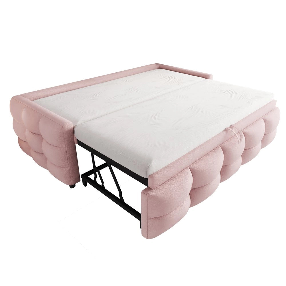 Letto Imbottito Estraibile Singolo/Matrimoniale ¨C MINIMAL ¨C Velluto Rosa, Rete a Doghe, 90/180x190