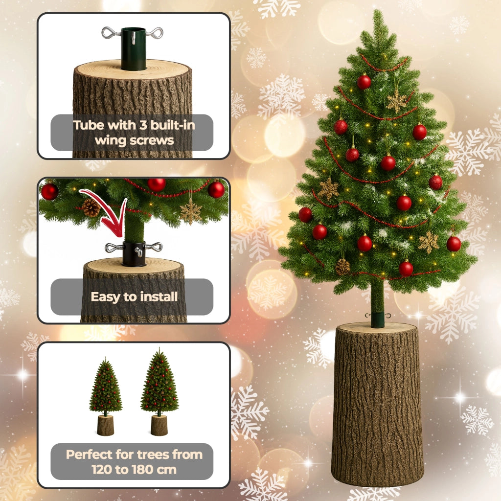 Kawaki L - Base a Tronco per Albero di Natale da 120 a 180 cm H57,5 cm Effetto Corteccia Realistico