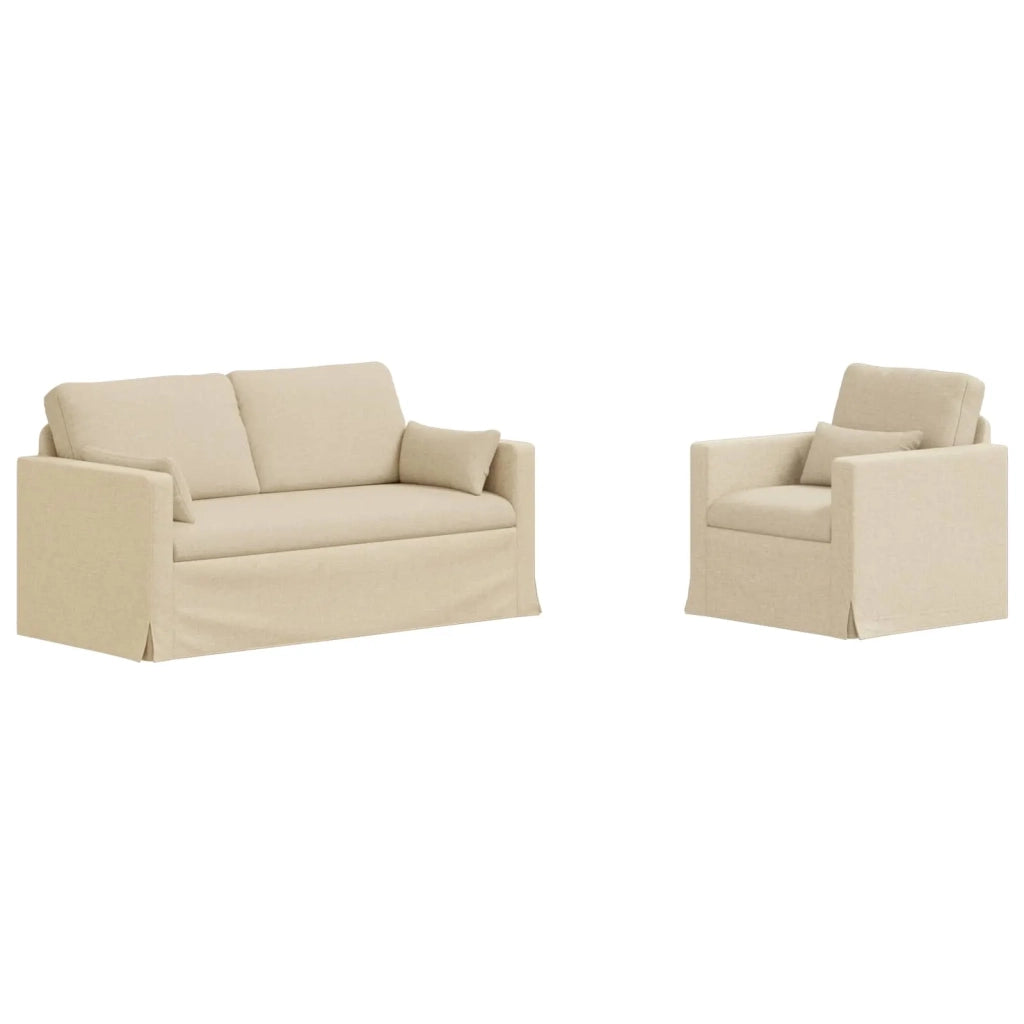 Set di divani 2 pcs Crema 158 x 78 x 80 cm Tessuto 3407542