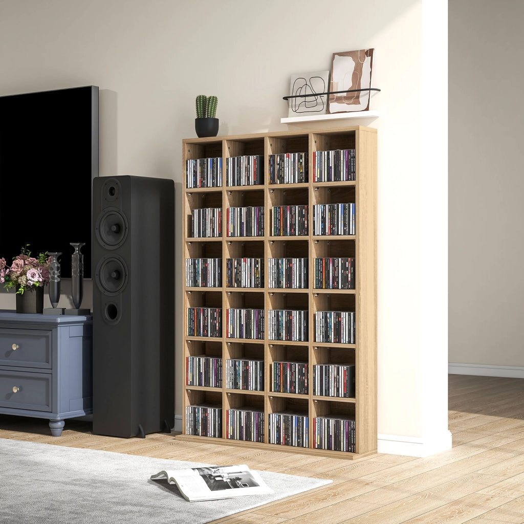 Mobile per CD e DVD con Ripiani Regolabili ¨C zephmum ¨C Legno 89x20x130.5 cm