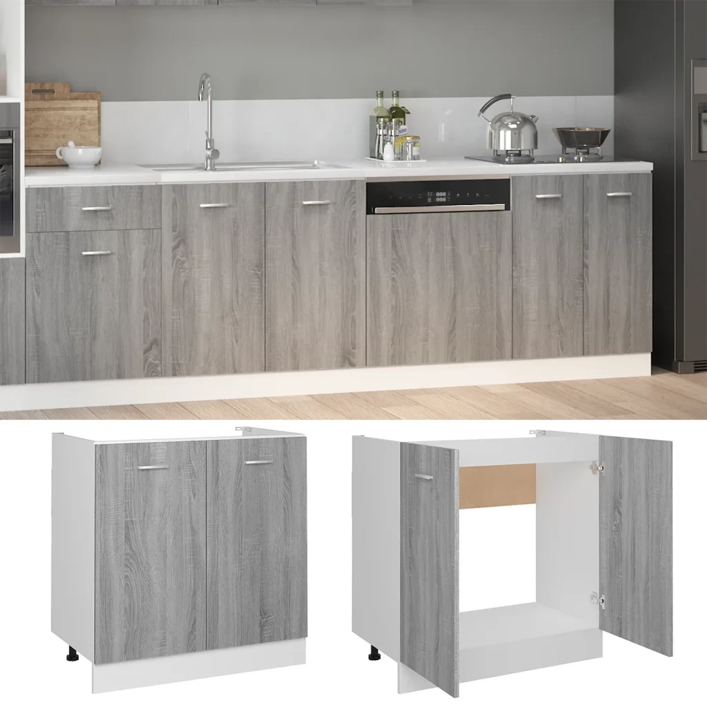 Pensile da cucina | Mobiletto ¡°Lyon¡± Grigio Sonoma 80x46x81,5 cm