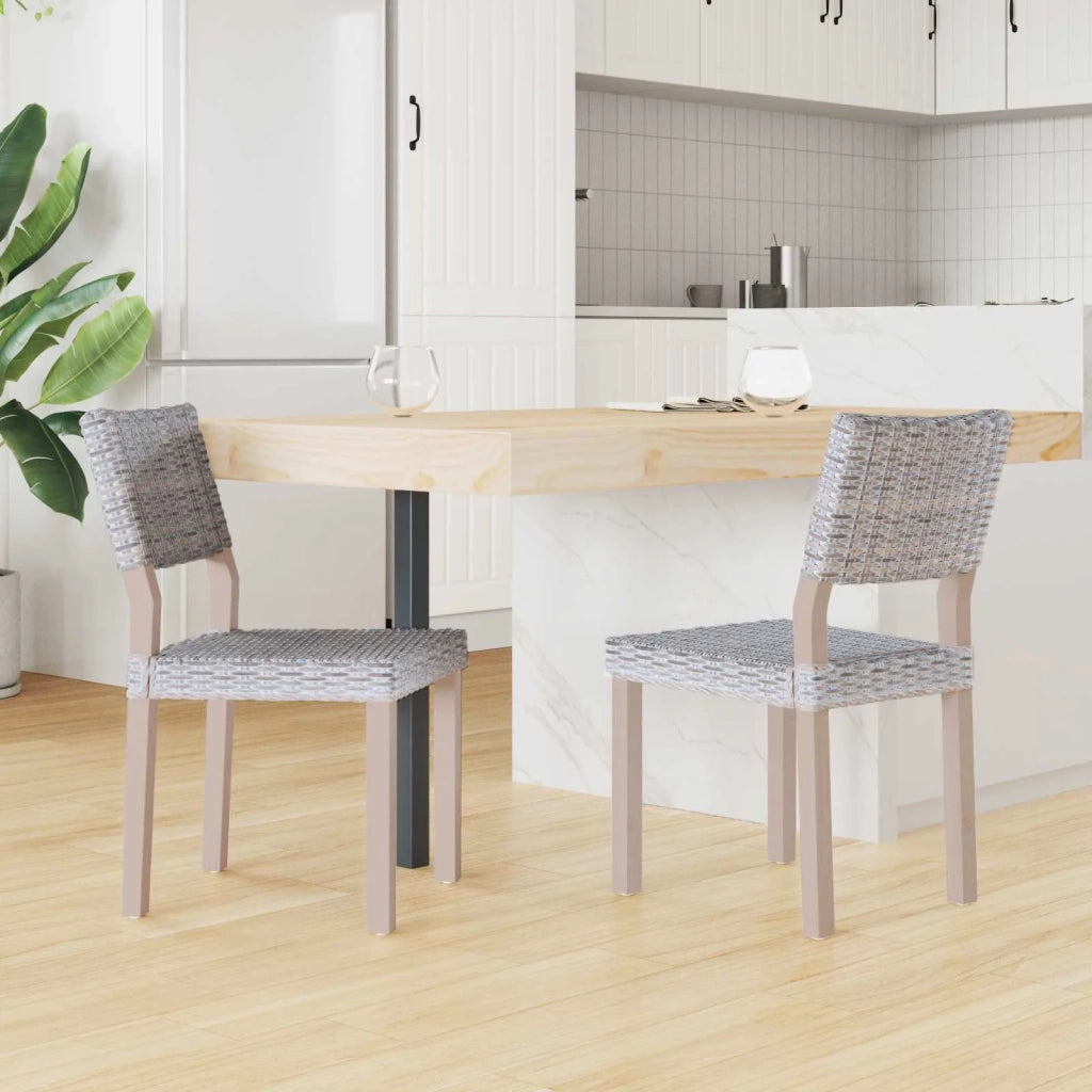 Sedia da pranzo 2 pcs Bianco Lavato 46 x 55 x 84 cm Rattan Kubu 42012423