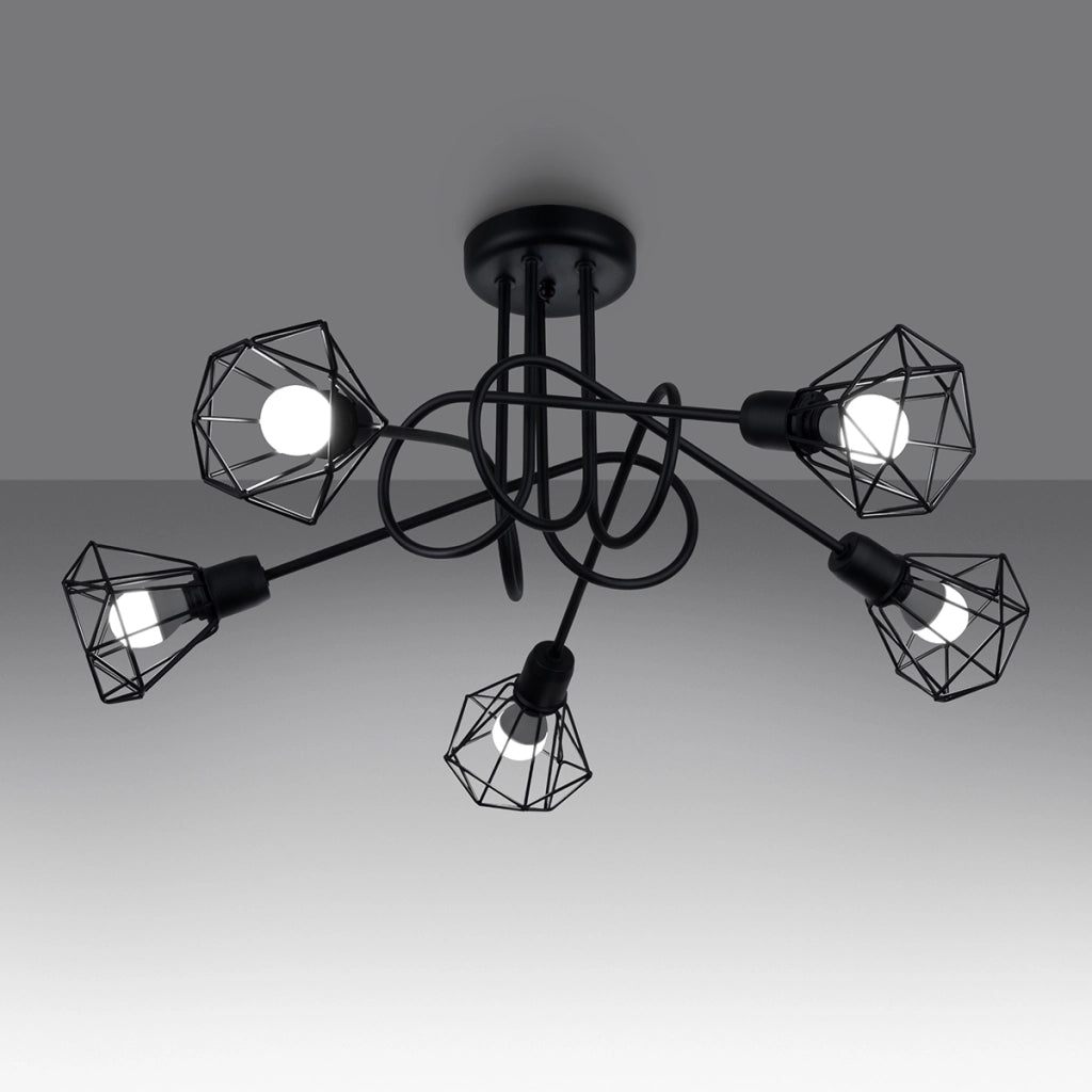 Lampada da parete Artemis Powder Blue 5x E14 LED Max 10W Acciaio nero