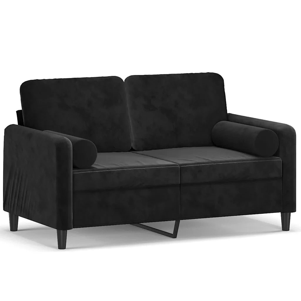Divano a 2 Posti con Cuscini-Sofa 2 Posti con Cuscini Nero 120 cm in Velluto 586810