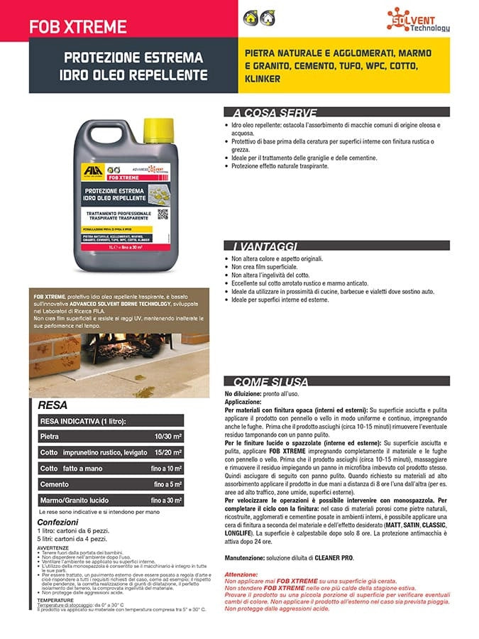 Fila Fob Xtreme Lt.5 Protettivo Antimacchia Per Superfici Non Lucide Base Solvente