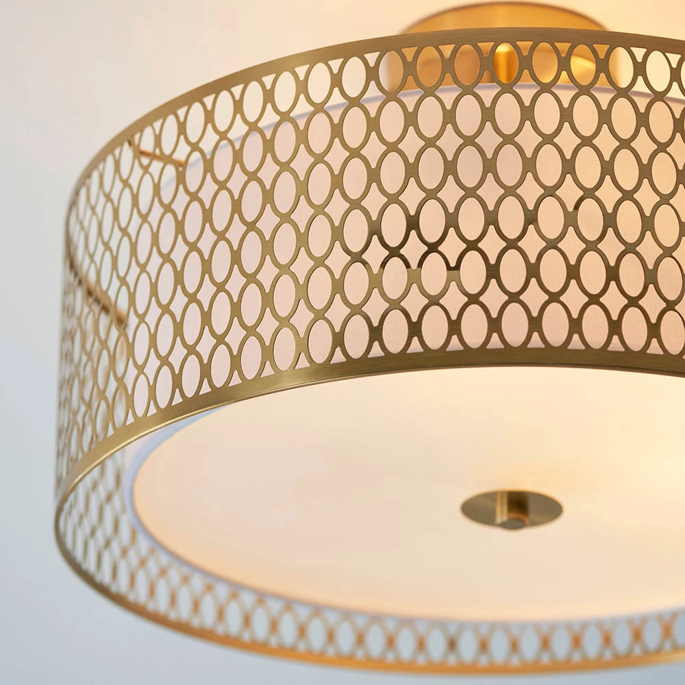 Plafoniera tonda Cordero Endon oro traforata 3xE27 dimmer