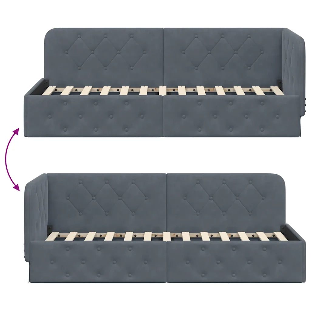Cornice del letto ad angolo Grigio scuro 80 x 200 cm Velluto 42016514