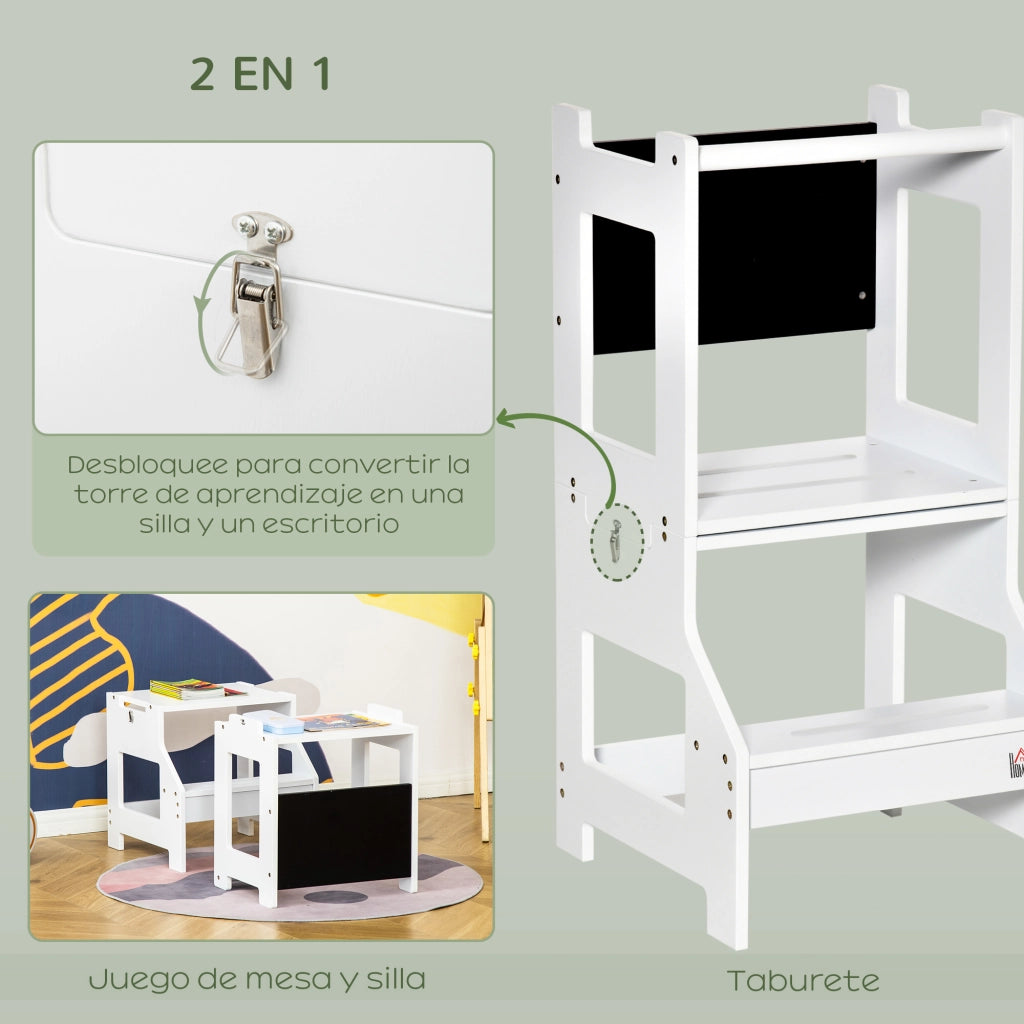 Scrivania per bambini con pannello scrivibile ¨C zephmum ¨C Bianco 42x44x86 cm