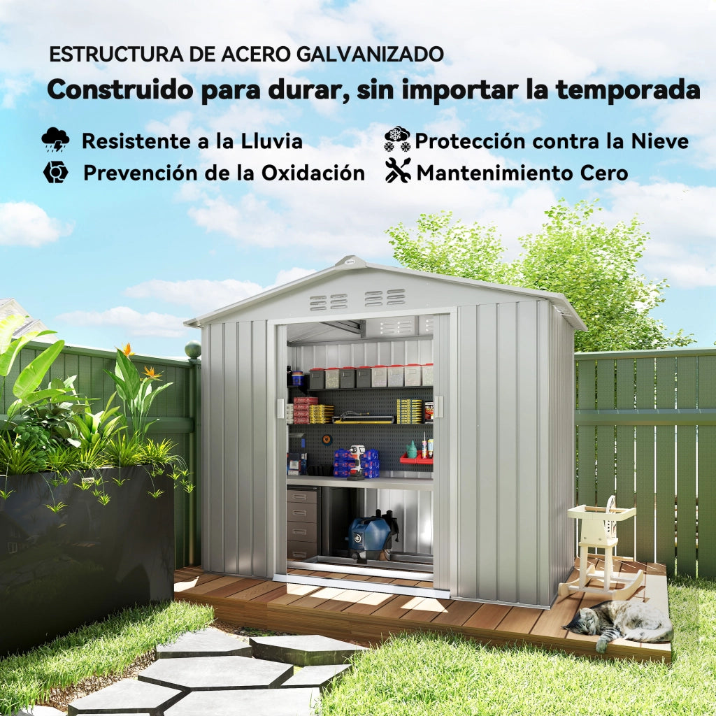 Casetta da Giardino ¨C Minimal ¨C 213x130x185 cm Grigio Argento