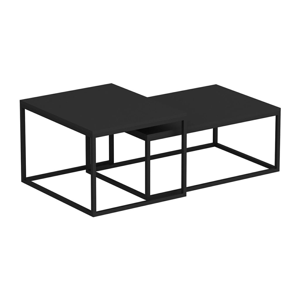 Set di 2 Tavolini Bassi 'Aabenraa' Tavolini Sovrapponibili - Nero, Opaco [en.casa]